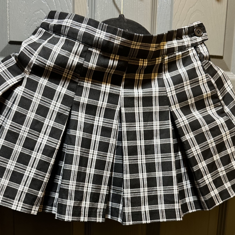 Black and White Pleated Skater Mini Skirt